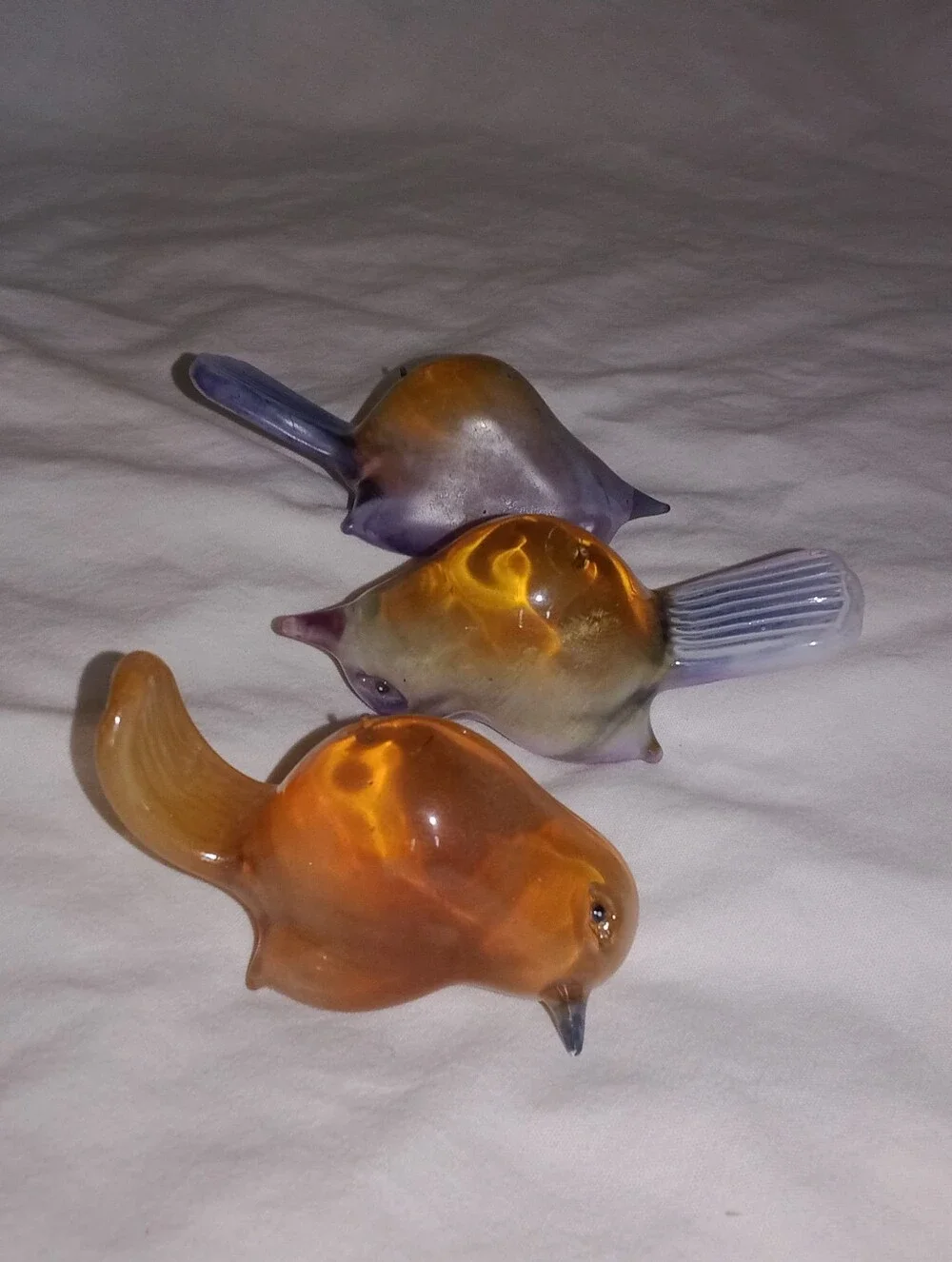 Vintage Glass Birds Crafting Decor Gnome Town Collectible Set Of 3